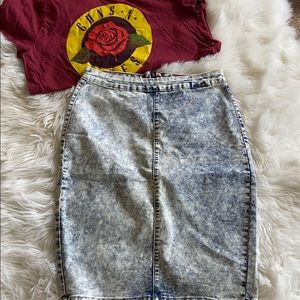 YMI Acid Wash Pencil Skirt